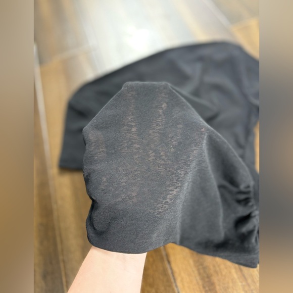 NWT Cider size XXS Sheer Black Short Sleeve Ruched Side Top Cowl Neck Grunge - Picture 3 of 5